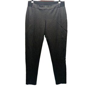 Talbots Womens 1X Gray Pull On Elastic Waistband Pant Flat Front Stretch Knit